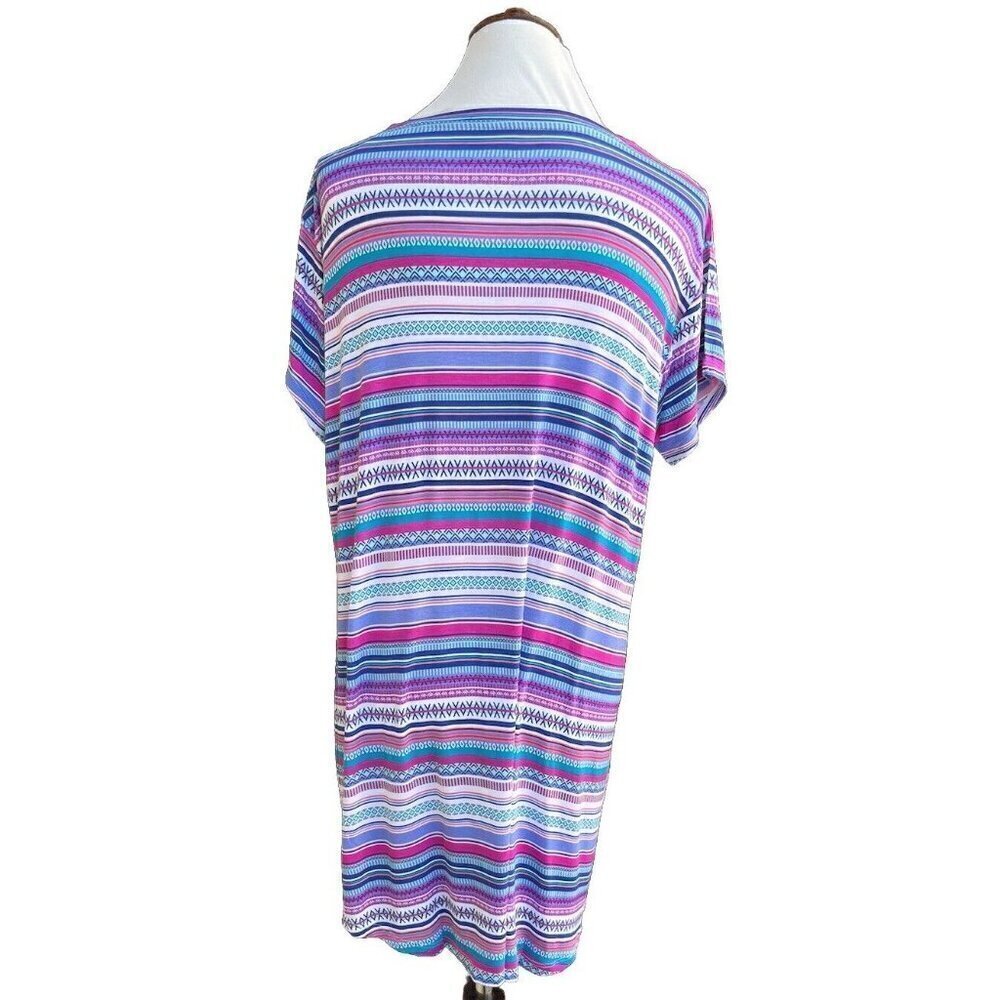 Natural Reflections Blue Tribal Stripe Multi Color Loose Fit Sleep Shirt Size L - Picture 14 of 16